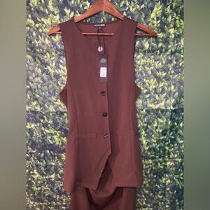 Fashion Nova Brown Sleeveless Button Dress